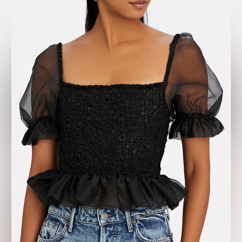 Staud cannon black puff sleeve top